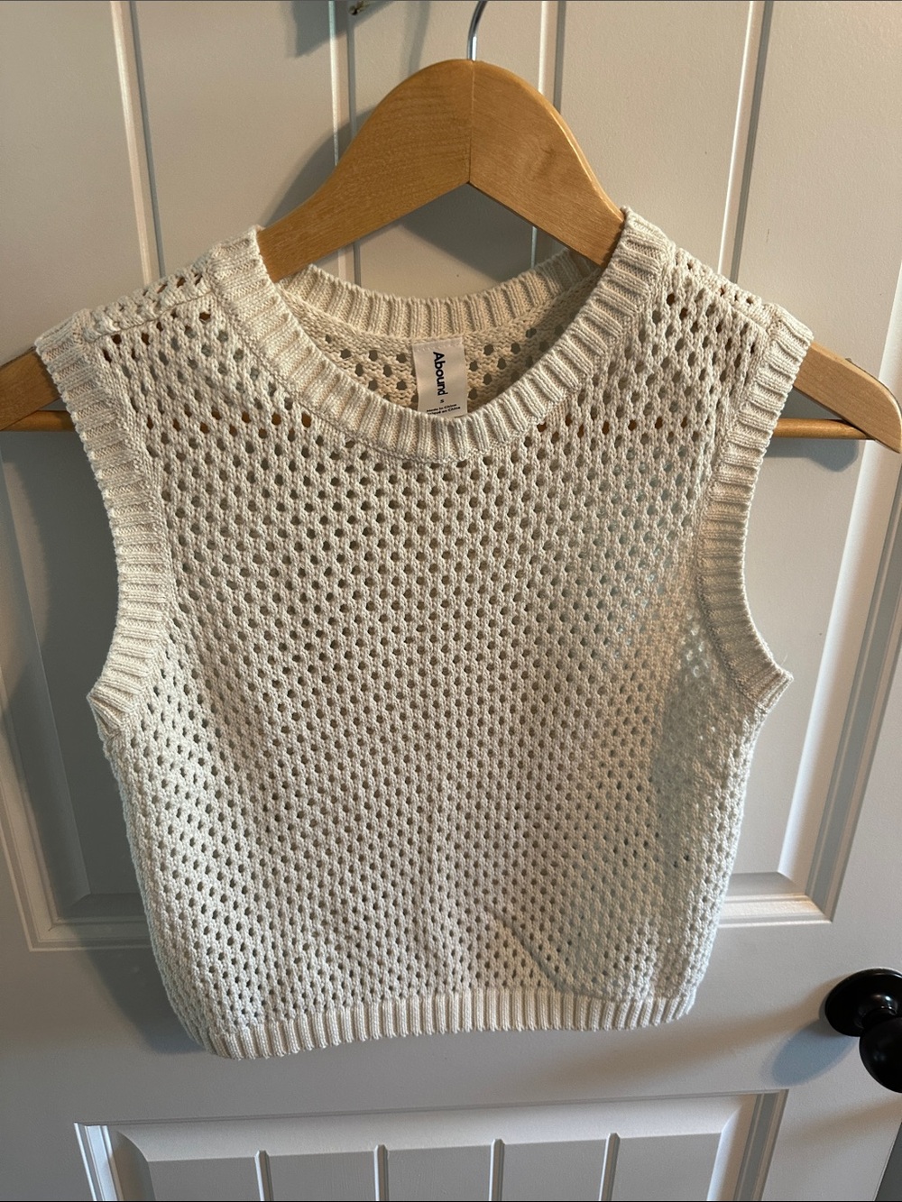 Nordstrom brand Abound Open-Knit Sleeveless Crop Tank Top - Cream